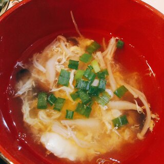 茸の旨味たっぷり♪キノコと卵の中華スープ☆